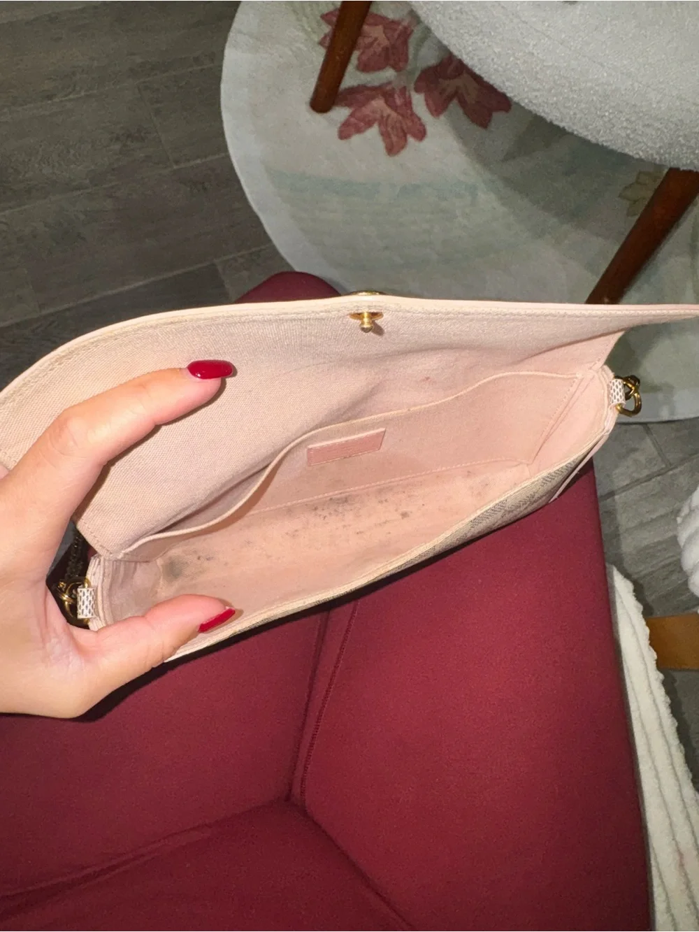 LOUIS VUITTON Damier Azur Calfskin Pochette Felicie Eau de Rose